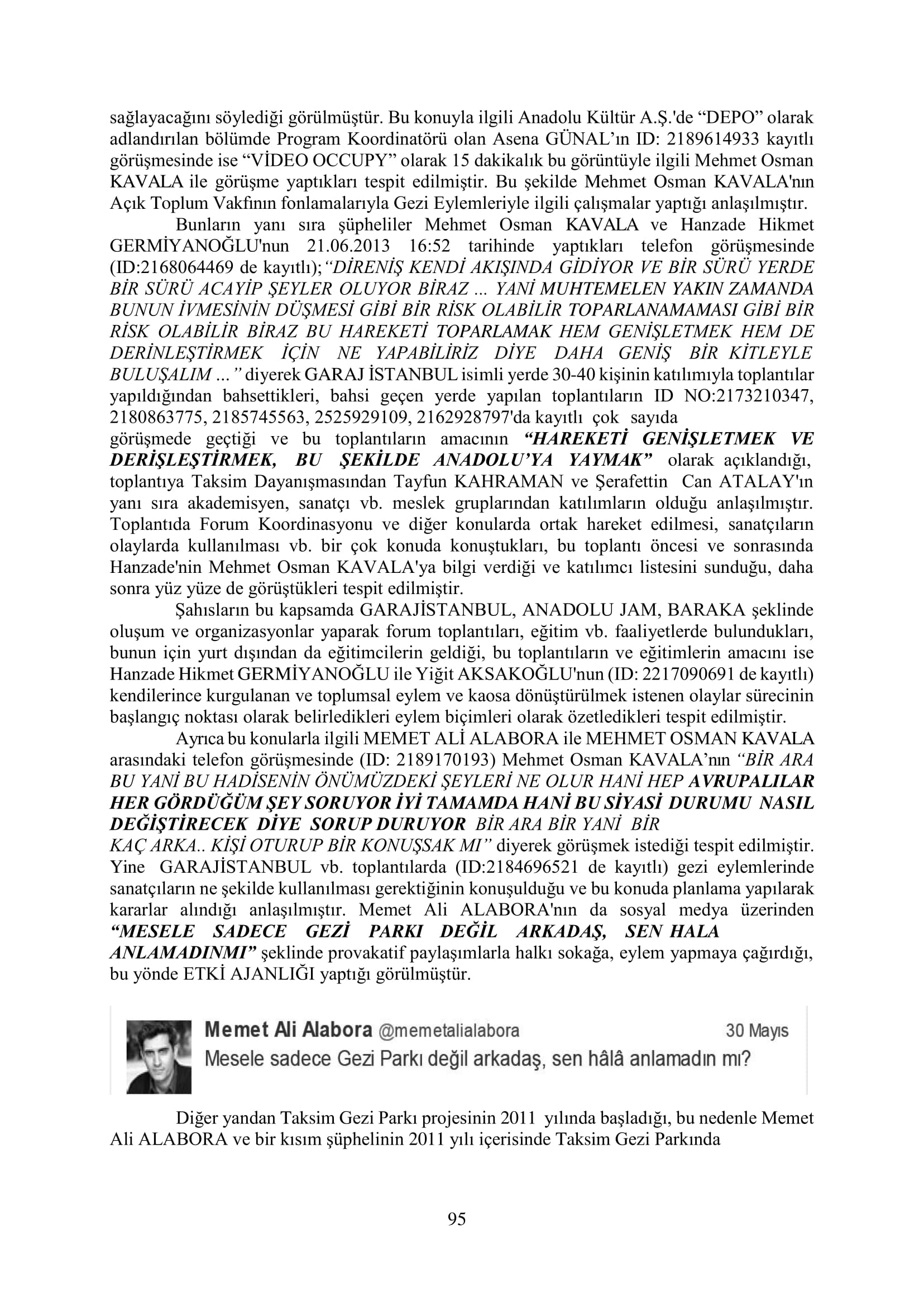 İşte 16 ay sonra hazırlanan Gezi Parkı-Kavala iddianamesinin tam metni