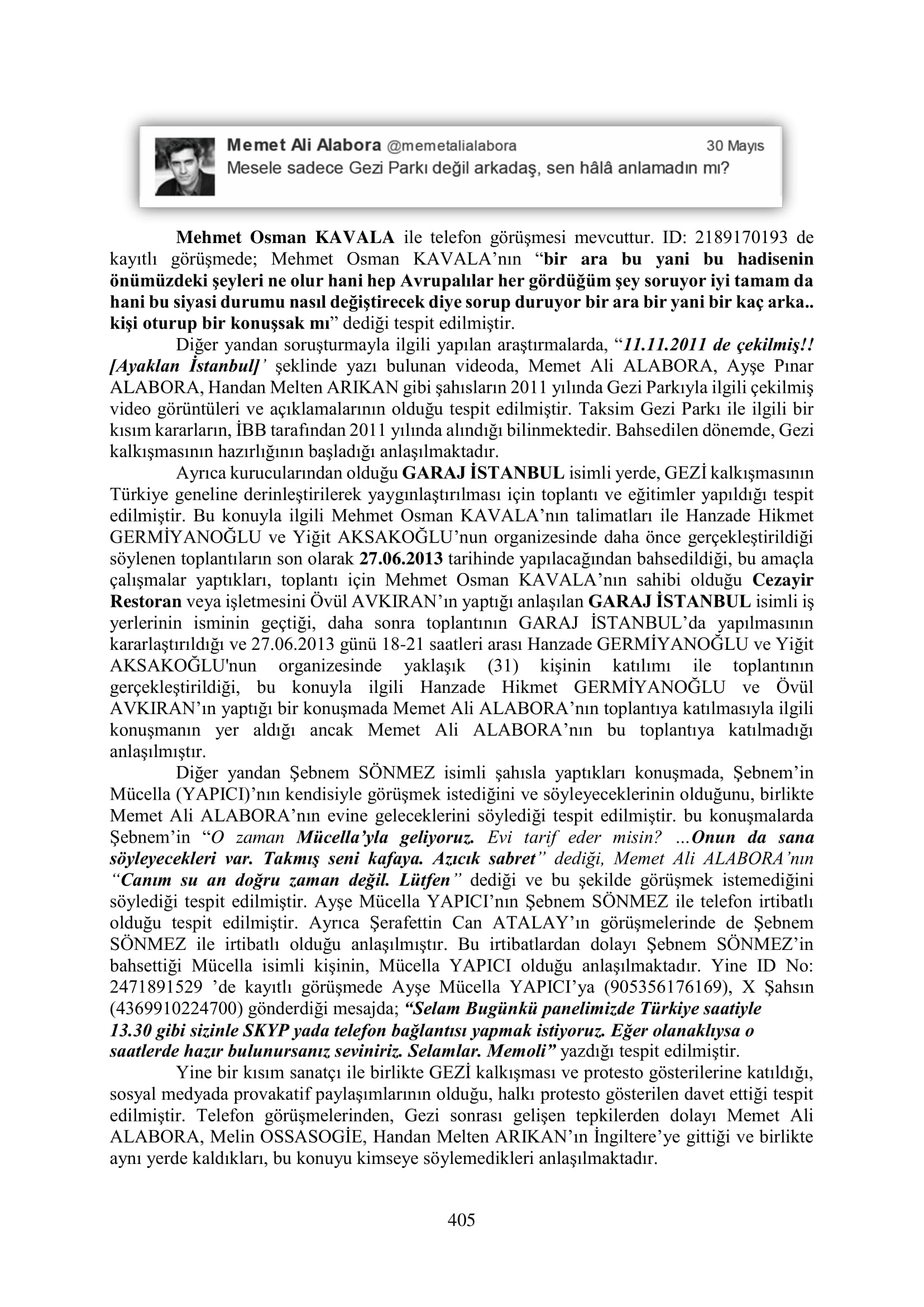 İşte 16 ay sonra hazırlanan Gezi Parkı-Kavala iddianamesinin tam metni