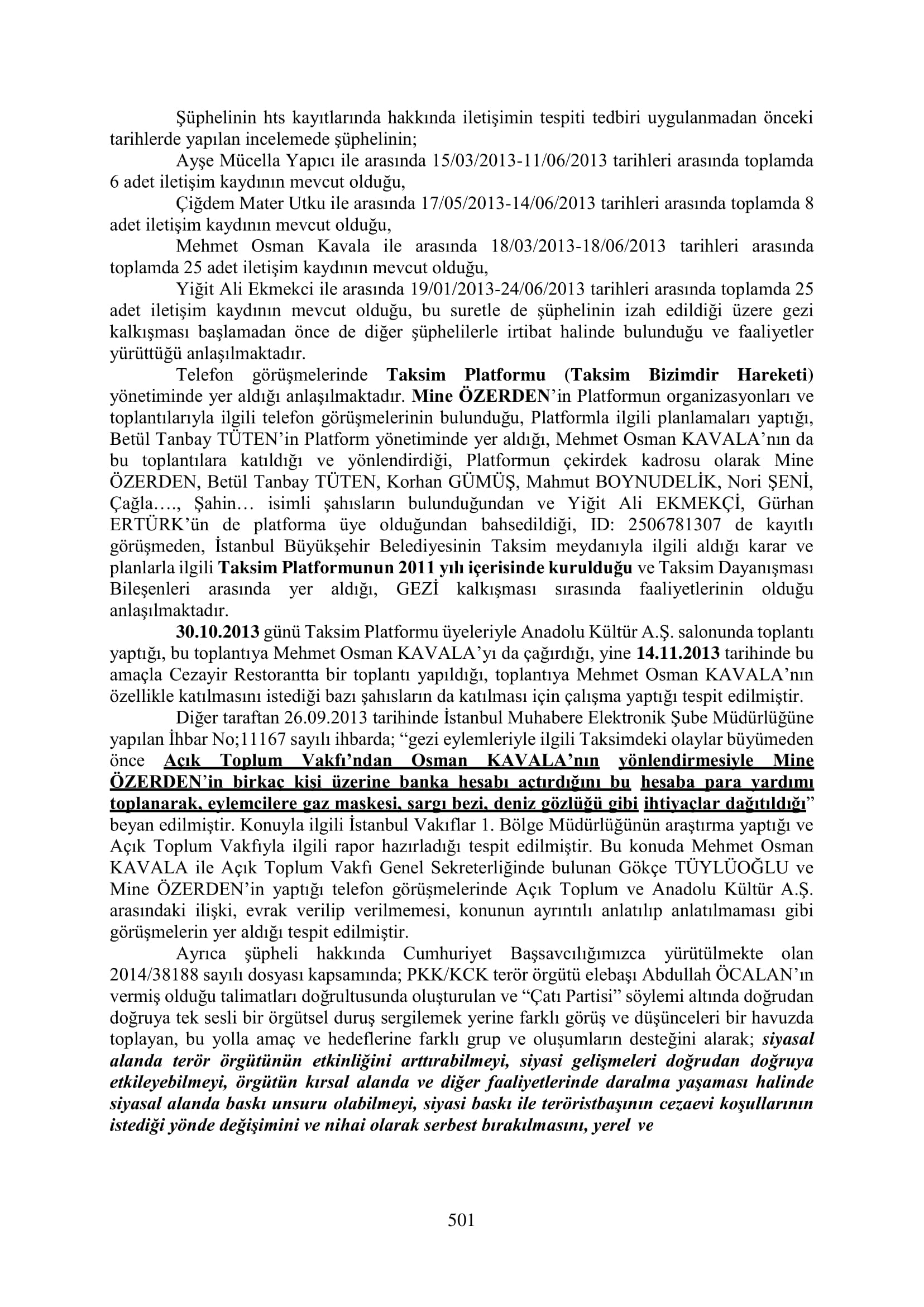 İşte 16 ay sonra hazırlanan Gezi Parkı-Kavala iddianamesinin tam metni