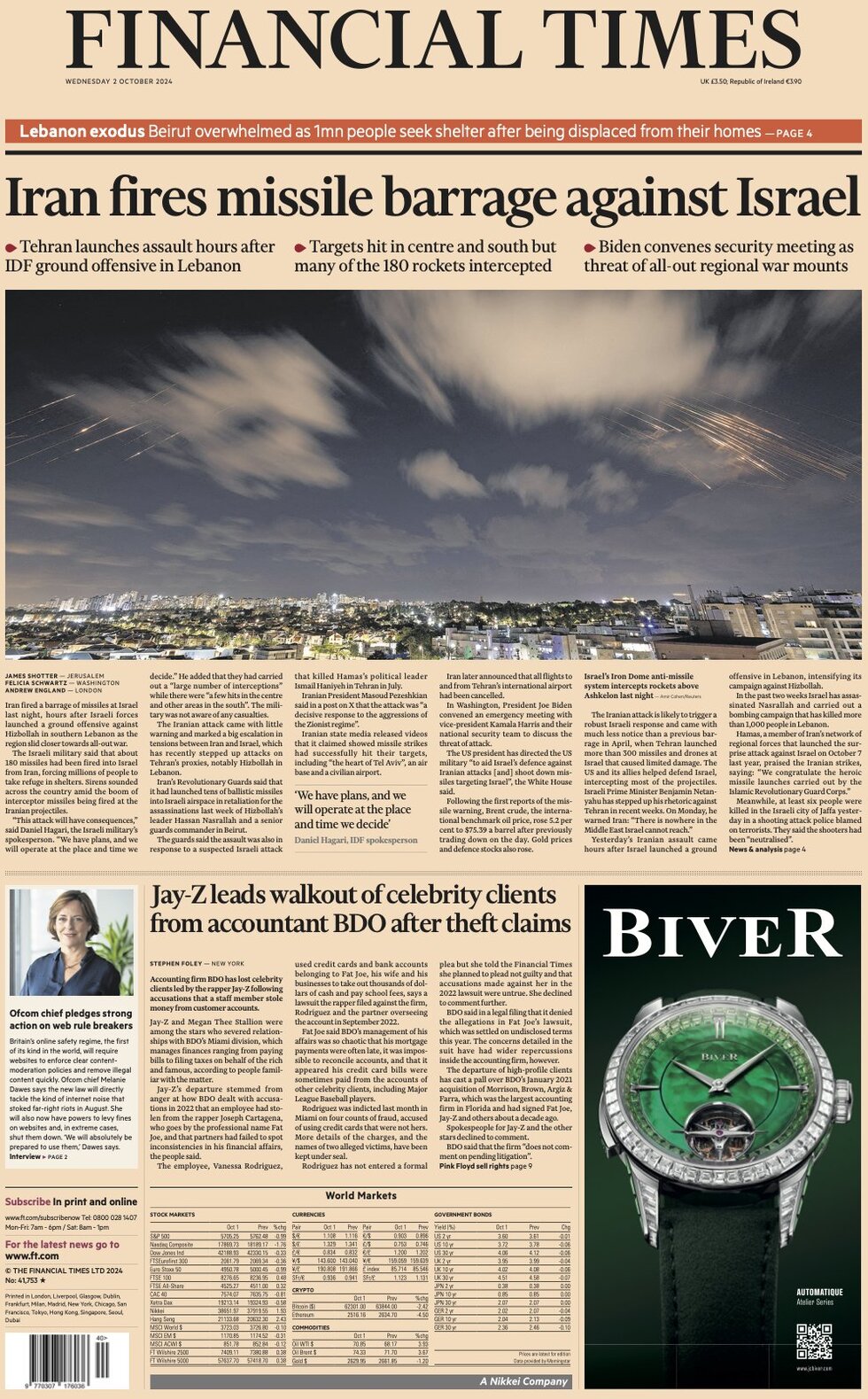 The Financial Times (Britanya) | İran İsrail'e füze saldırısı düzenledi