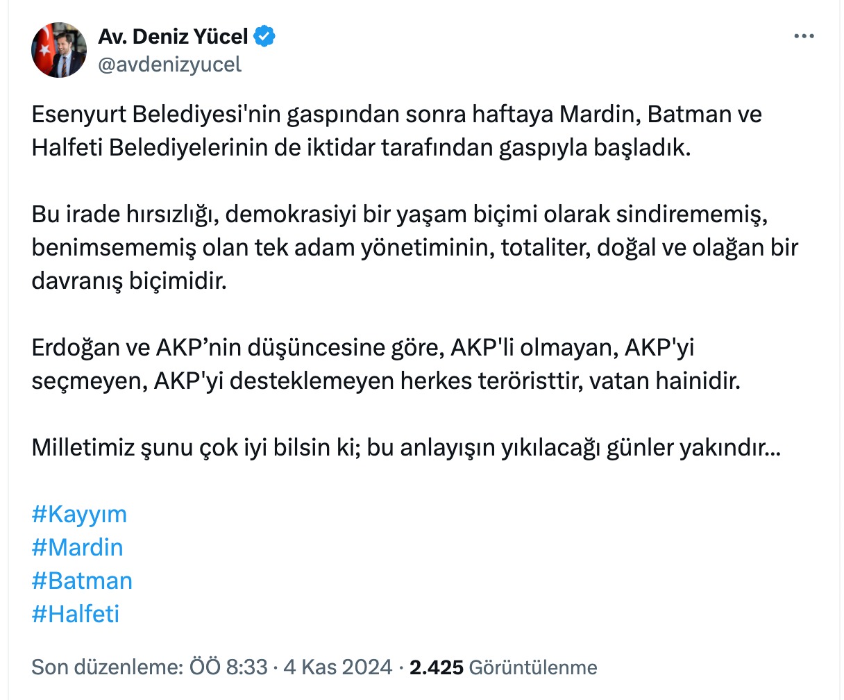CHP Sözcüsü Deniz Yücel