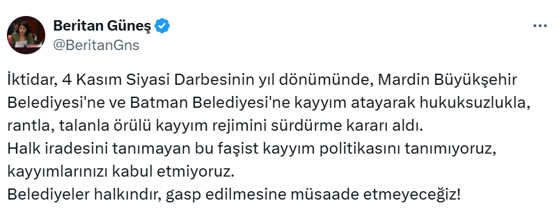 DEM Parti Mardin Milletvekili Beritan Güneş
