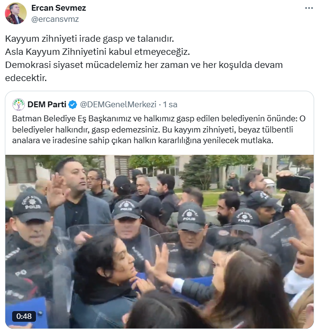 Yükseova İlçe Eş Başkanı Ercan Sevmez