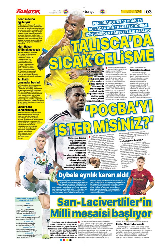 Günün spor manşetleri