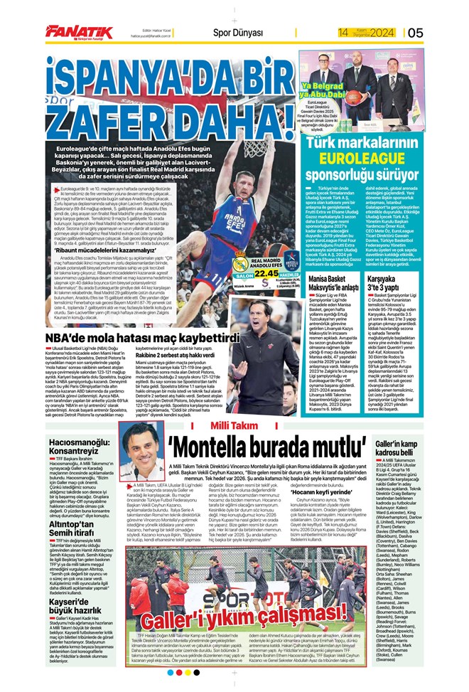 Günün spor manşetleri