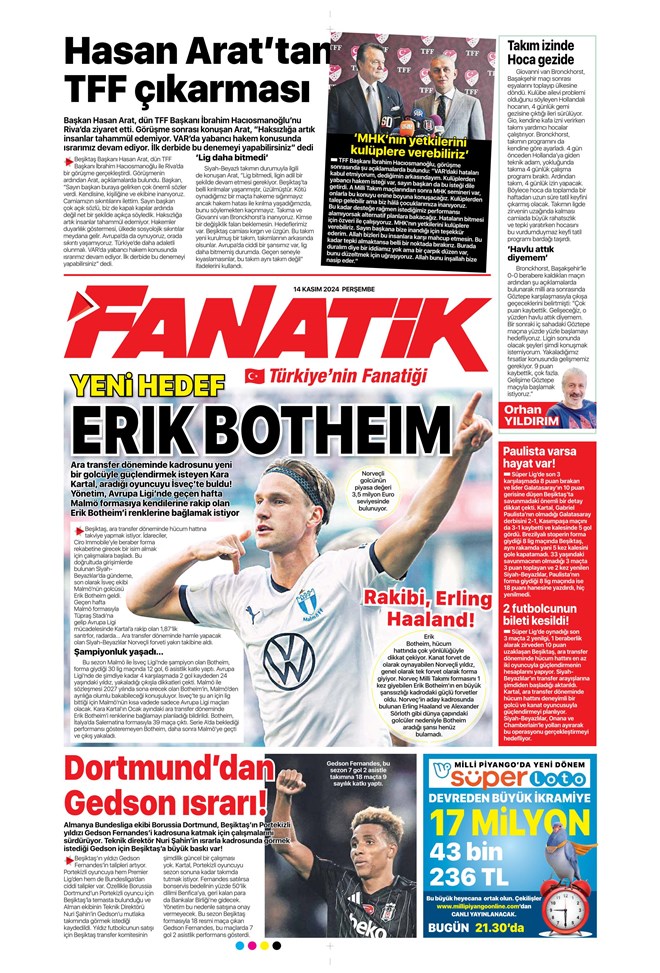 Günün spor manşetleri
