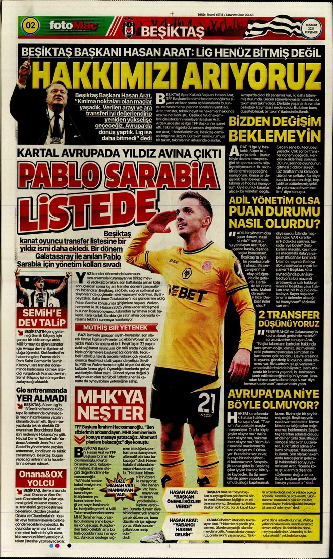 Günün spor manşetleri