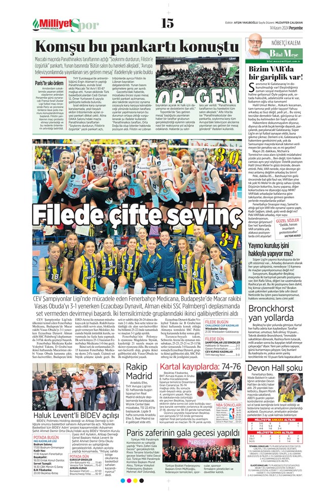 Günün spor manşetleri