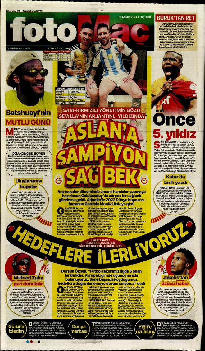 Günün spor manşetleri