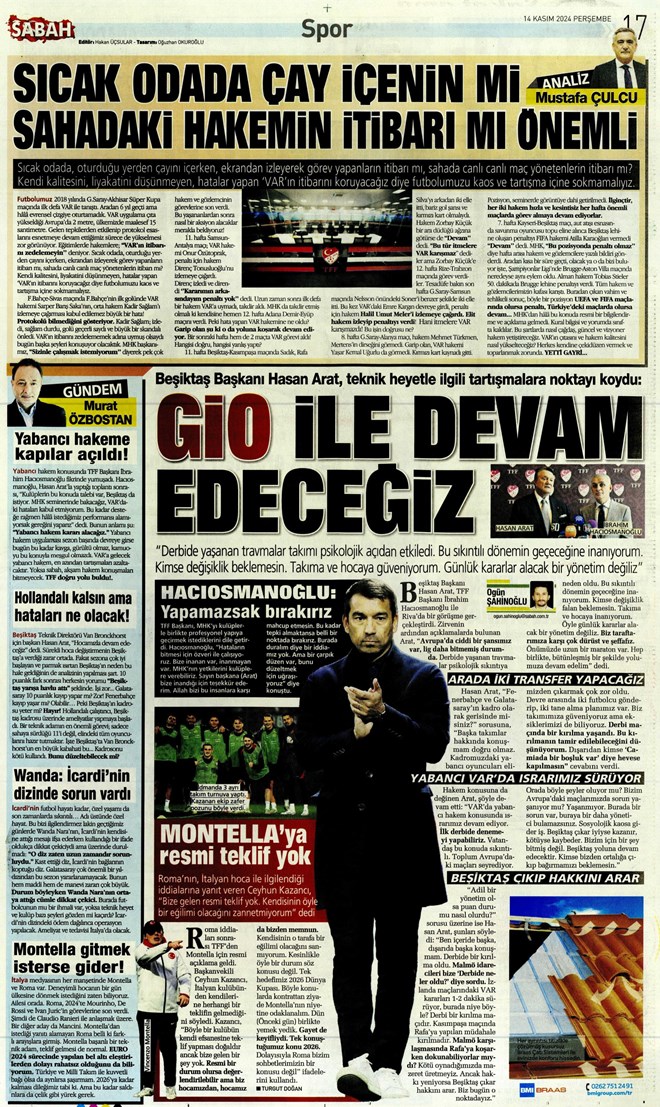 Günün spor manşetleri