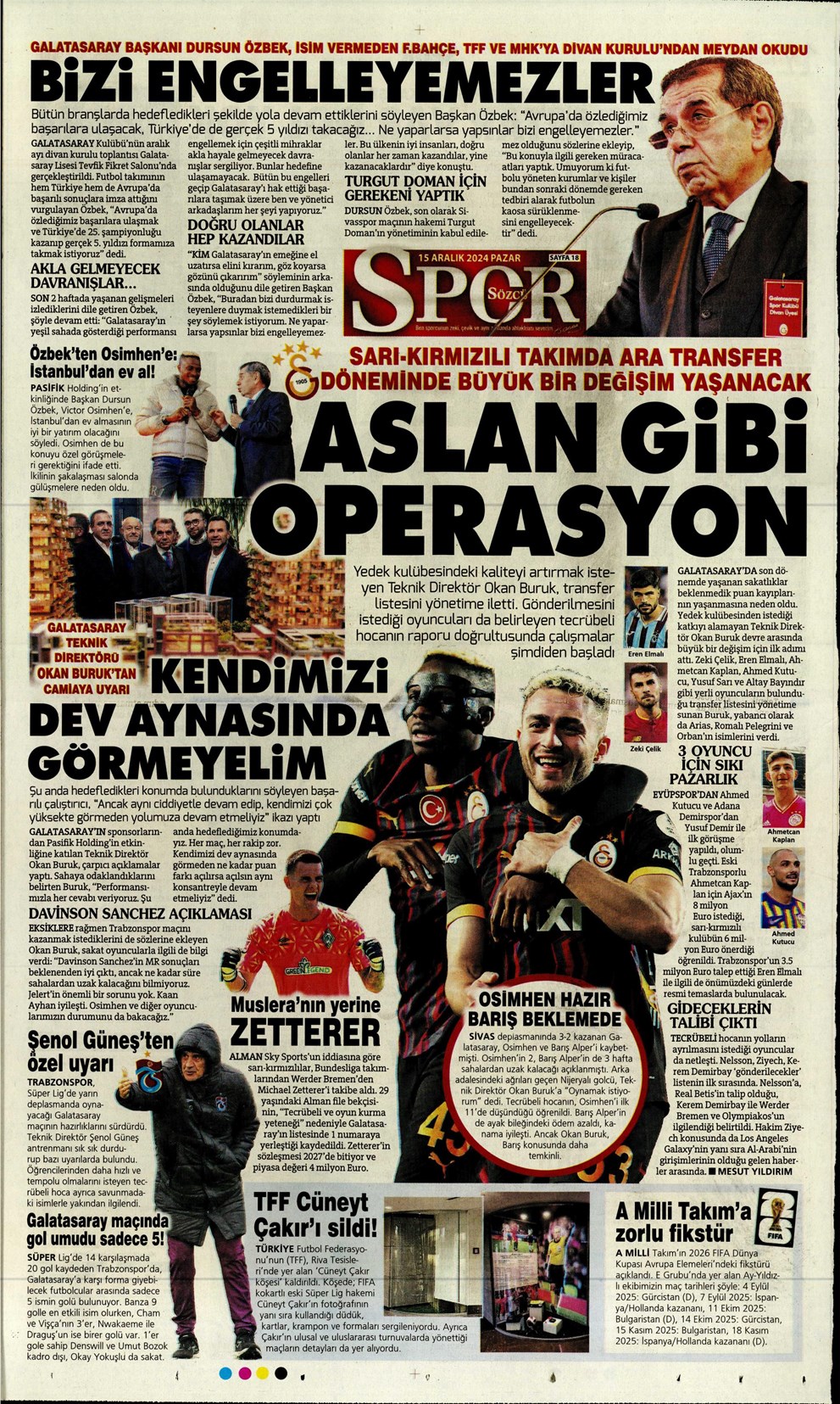 Günün spor manşetleri