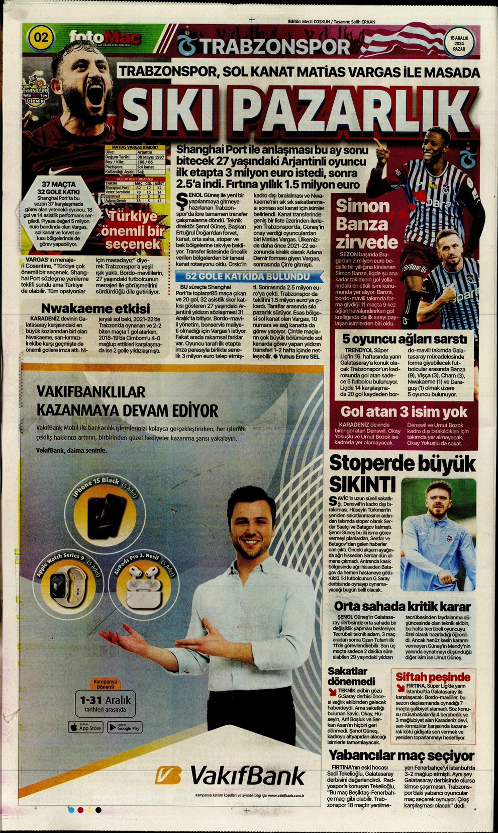 Günün spor manşetleri