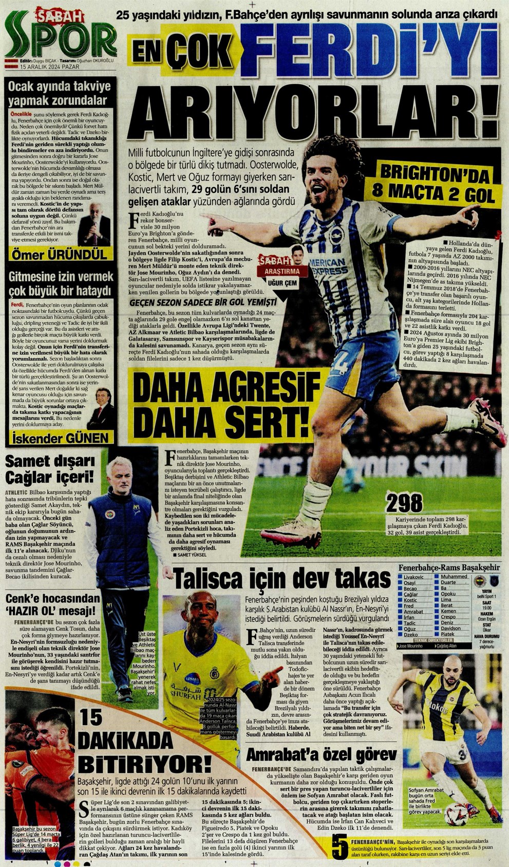 Günün spor manşetleri