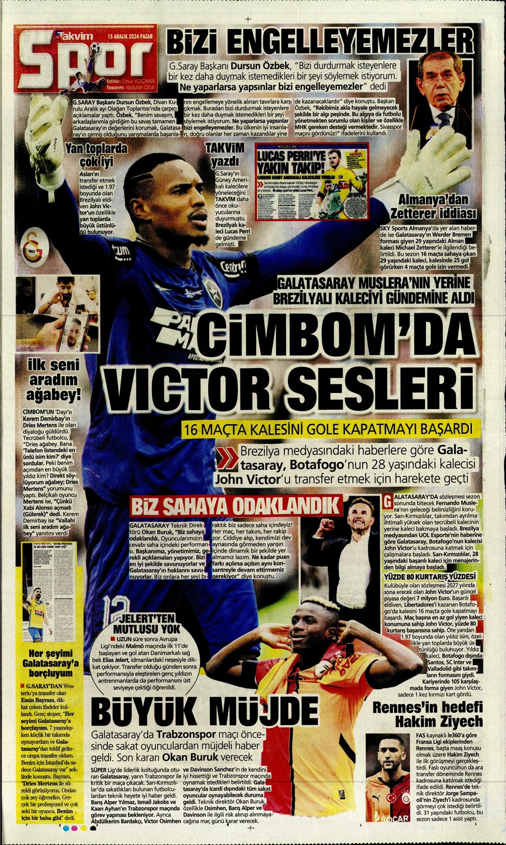 Günün spor manşetleri