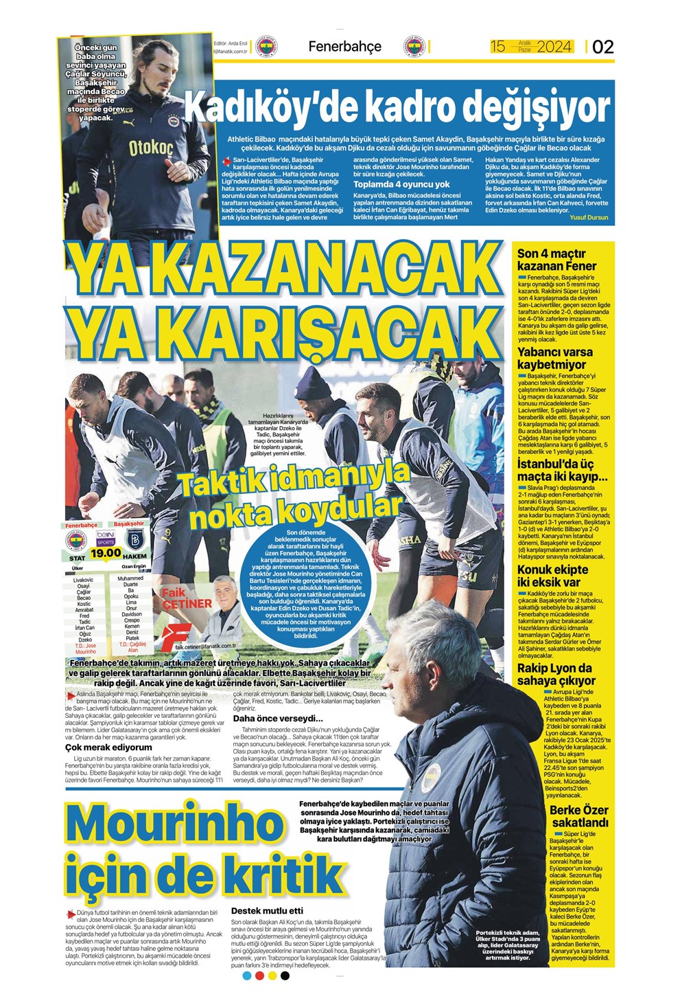 Günün spor manşetleri