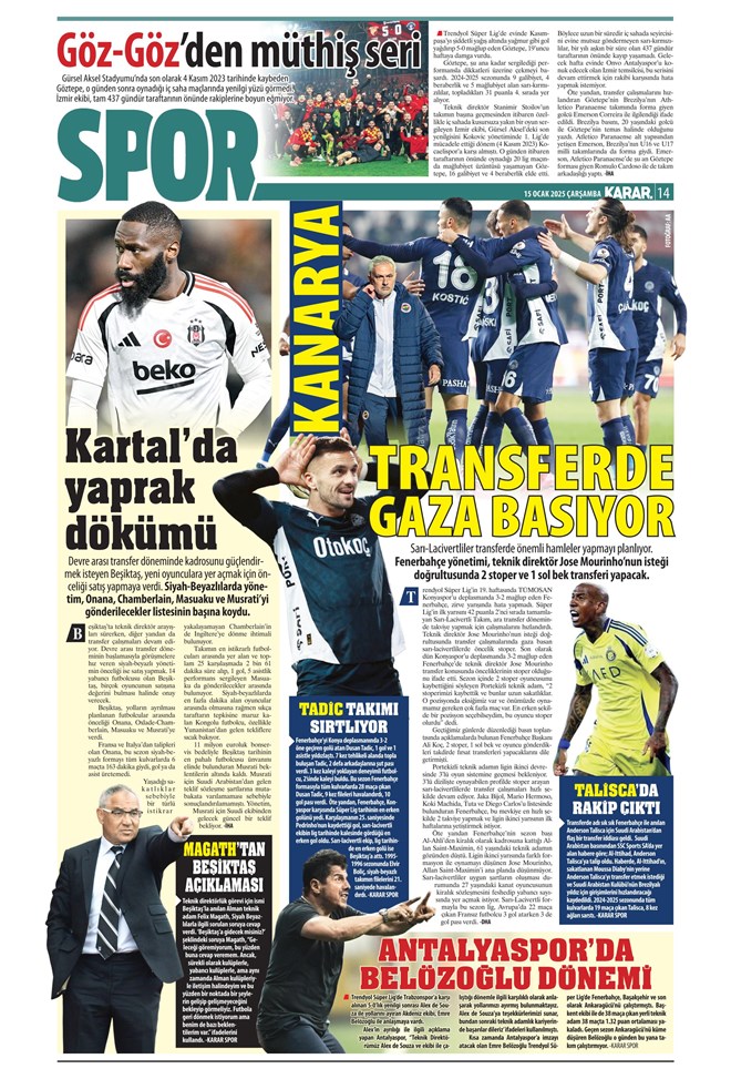 Günün spor manşetleri