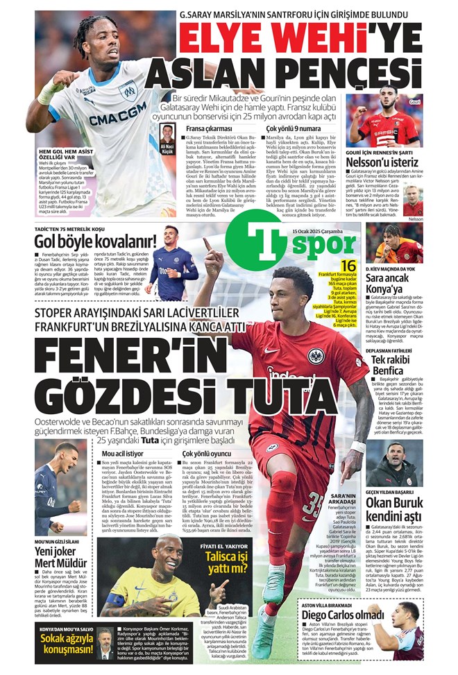 Günün spor manşetleri