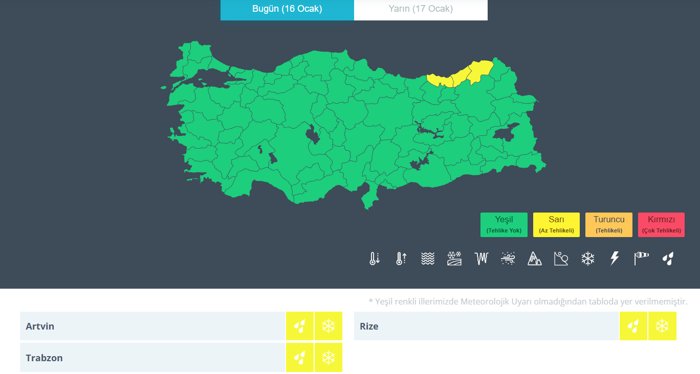 SARI KOD NEDİR? Sarı kod, hava durumu potansiyel tehlikelidir anlamı taşır. Tahmin edilen meteorolojik hadise olağandışı olmamakla birlikte, meteorolojik şartlardan etkilenebilecek faaliyetler konusunda dikkatli olunmalıdır.