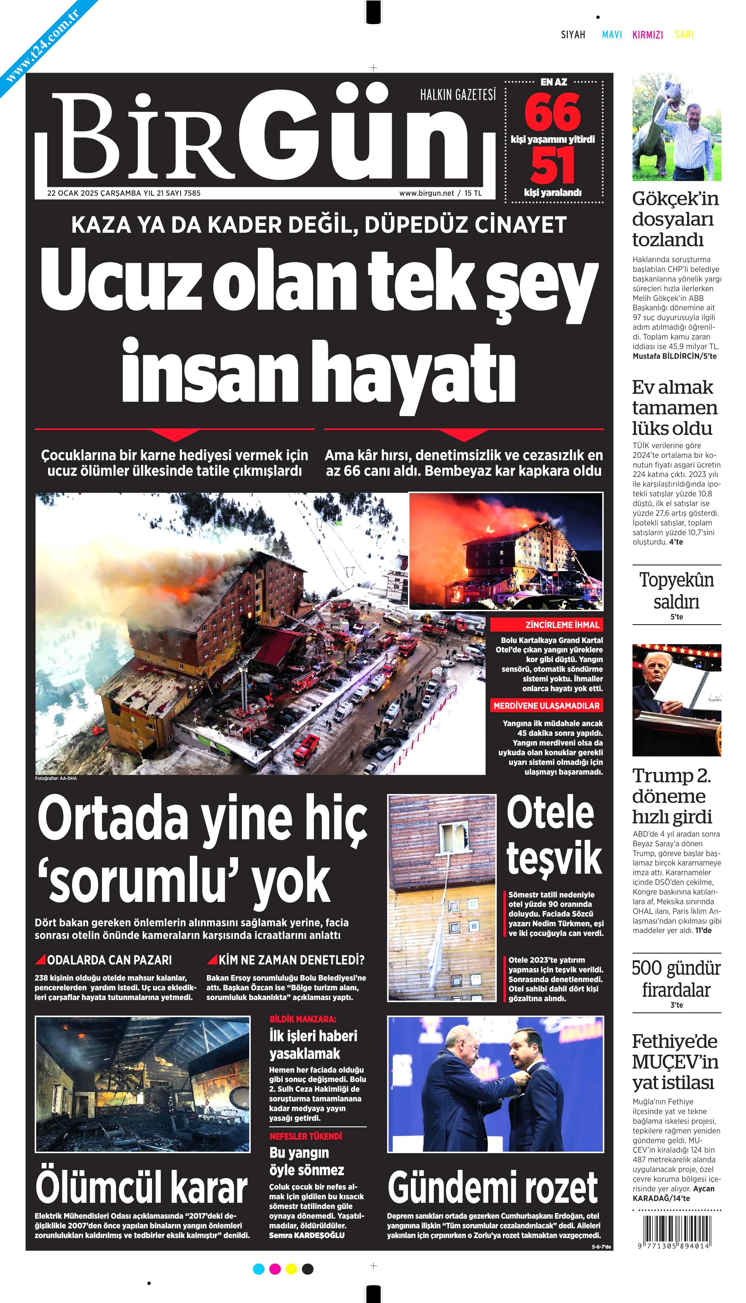 Bolu'daki yangın faciası gazetelere böyle yansıdı: Kartalkaya katliamı