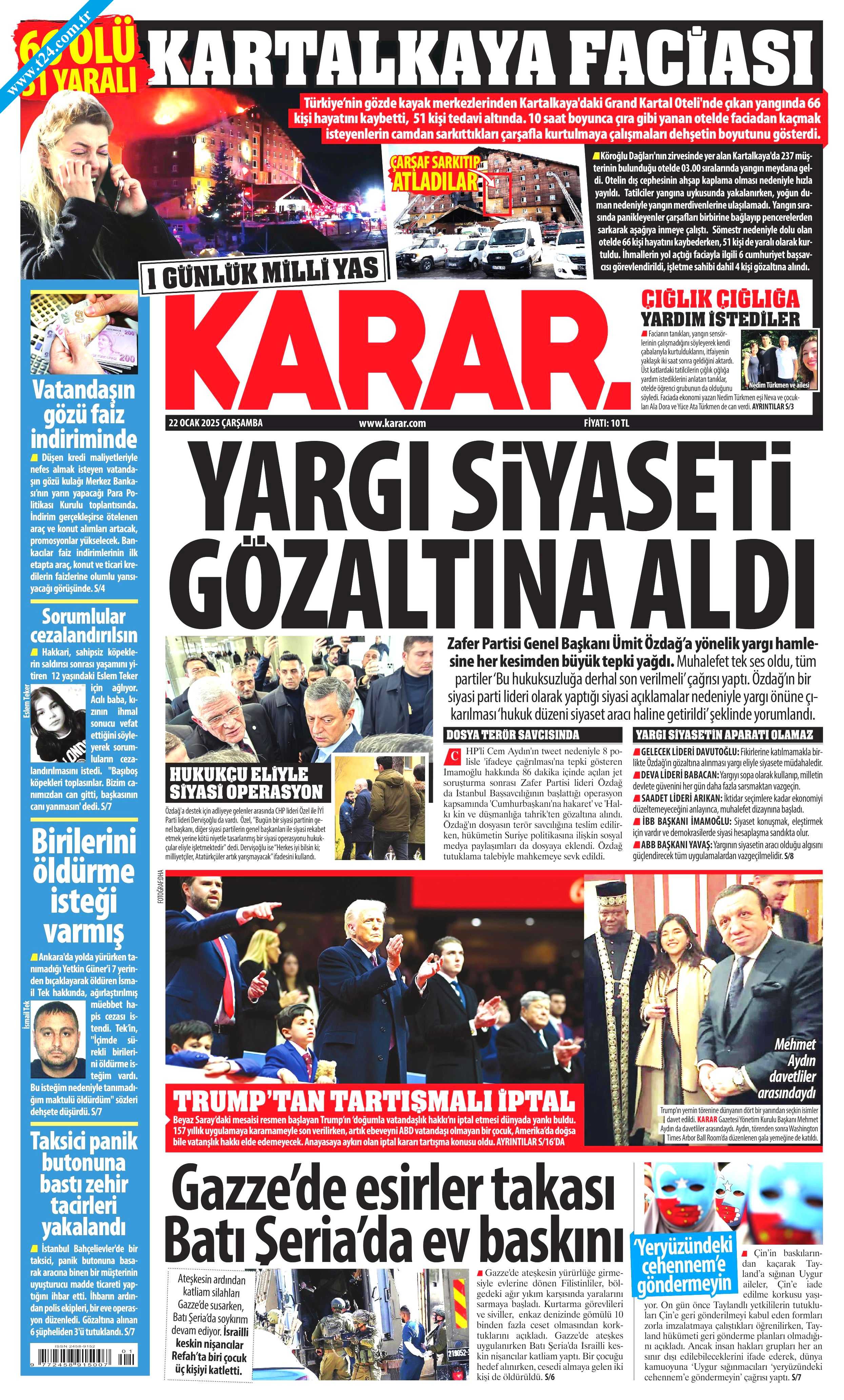 Bolu'daki yangın faciası gazetelere böyle yansıdı: Kartalkaya katliamı