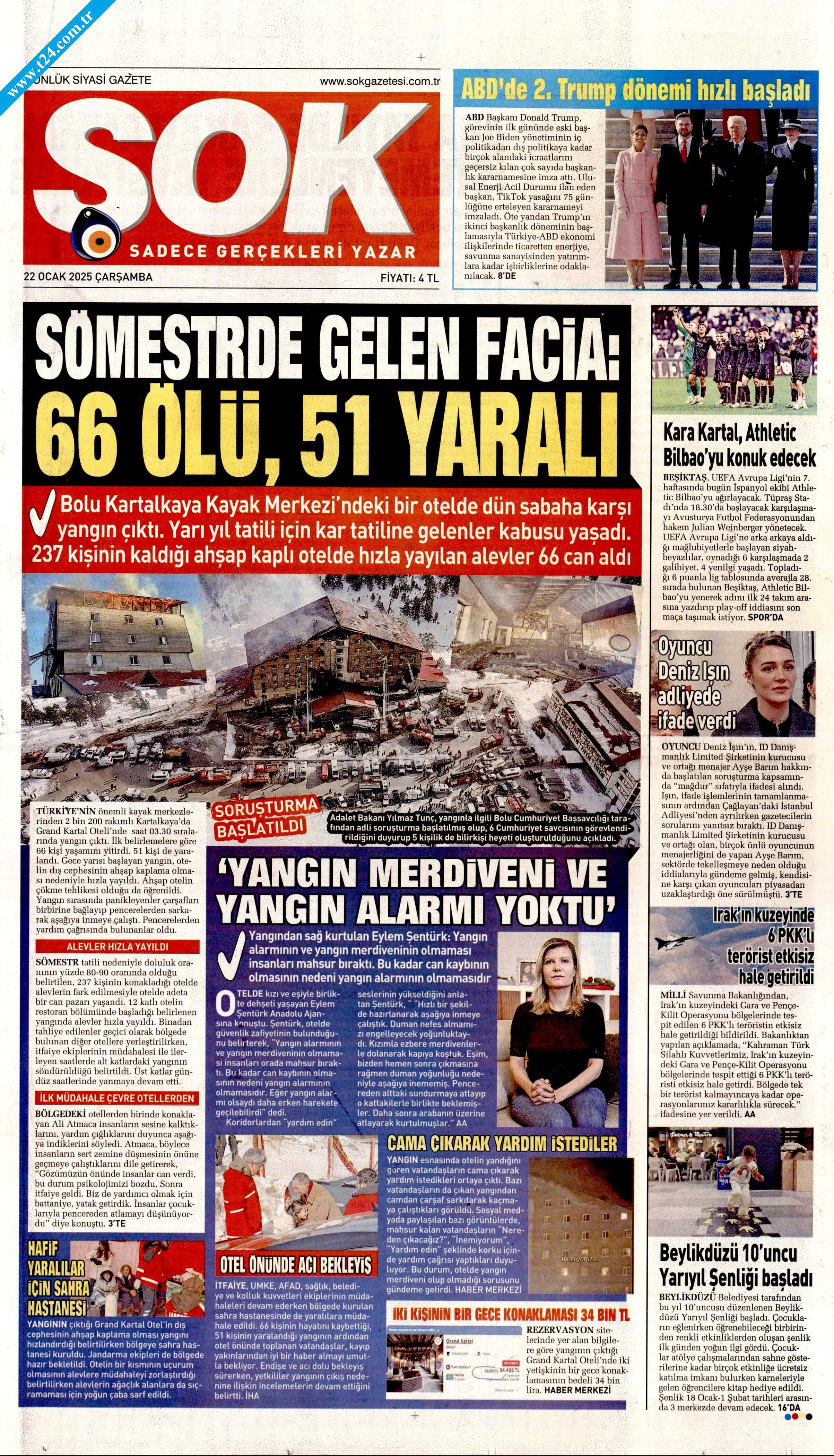Bolu'daki yangın faciası gazetelere böyle yansıdı: Kartalkaya katliamı
