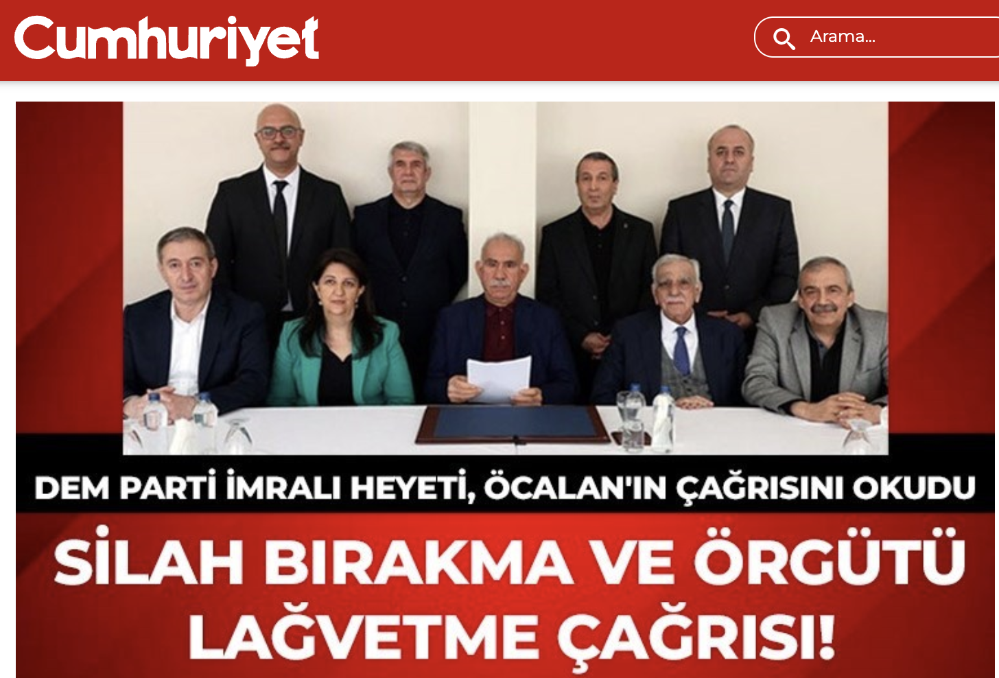 Cumhuriyet | DEM Parti İmralı heyeti, Abdullah Öcalan'ın çağrısını okudu: PKK'ye silah bırakma ve kendisini lağvetme çağrısı!