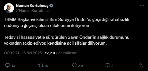 Sırrı Süreyya Önder, hastaneye kaldırıldı, siyasilerden ve gazetecilerden geçmiş olsun dilekleri